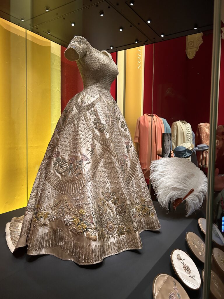 Queen Elizabeth II's Coronation Dress at the Queen Elizabeth II: her Life In Style Exhibition at the King's Gallery, Buckingham Palace